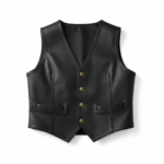 Sheepskin Cowboy Black Leather Vest