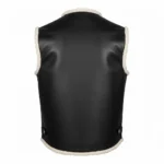 Western Cowboy Black Leather Fur Vest