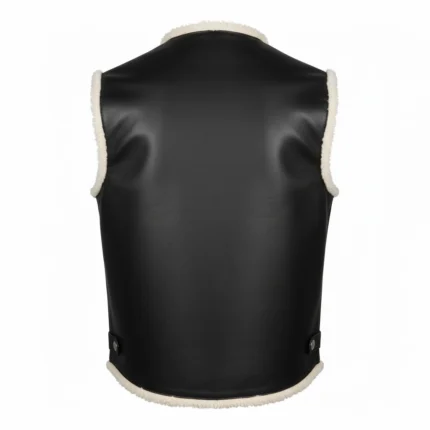 Western Cowboy Black Leather Fur Vest