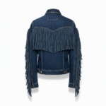 Western Blue Denim Fringe Jacket