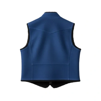 Cowboy Style Blue Suede Leather Fur Vest