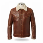 cowboy brown embroidered leather jacket