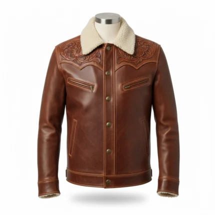 cowboy brown embroidered leather jacket