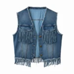 Cowboy Blue Denim Fringe Vest