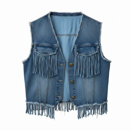 Cowboy Blue Denim Fringe Vest