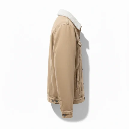 Western Cowboy Beige Denim Fur Jacket