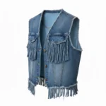 Cowboy Blue Denim Fringe Vest