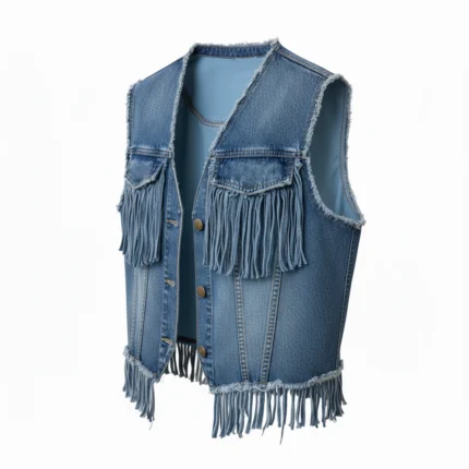 Cowboy Blue Denim Fringe Vest
