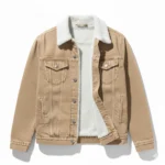 Western Cowboy Beige Denim Fur Jacket