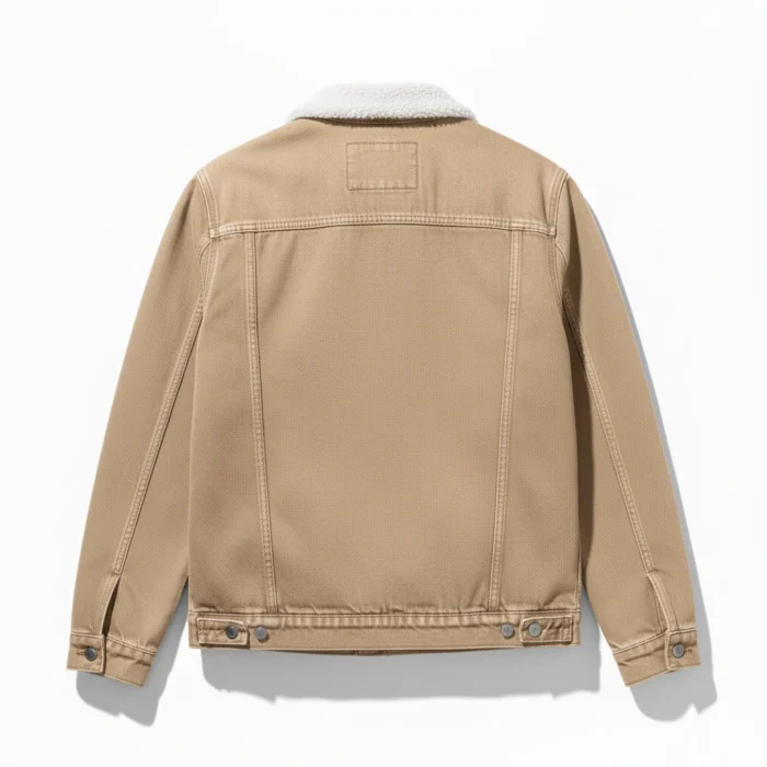 Western Cowboy Beige Denim Fur Jacket