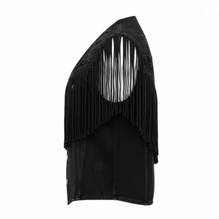 Cowboy Denim Black Fringe Vest