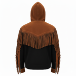 Cowboy Brown Hooded Suede Fringe Jacket