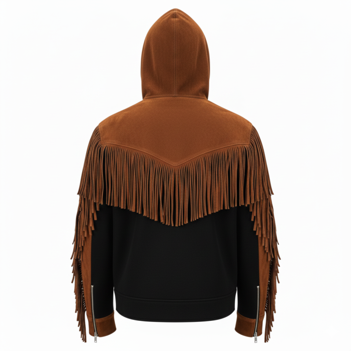 Cowboy Brown Hooded Suede Fringe Jacket