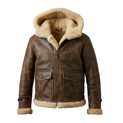 Cowboy Style Brown Leather Fur Jacket