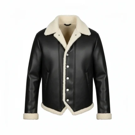 Sheepskin Black Leather Fur Cowboy Jacket