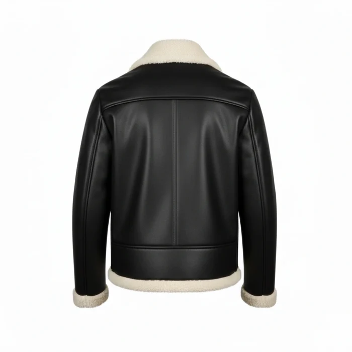 Sheepskin Black Leather Fur Cowboy Jacket