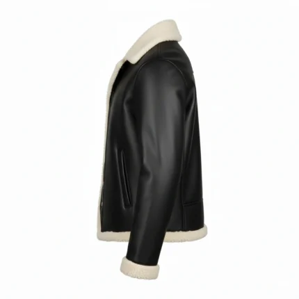Sheepskin Black Leather Fur Cowboy Jacket