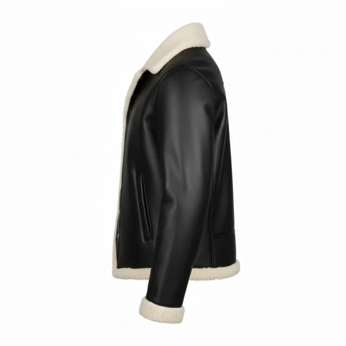 Sheepskin Black Leather Fur Cowboy Jacket