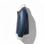 Western Cowboy Blue Leather Bomber Jacket