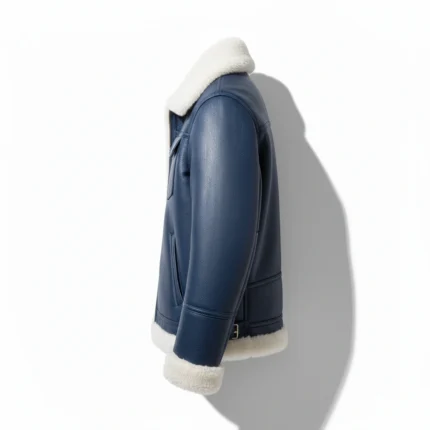 Western Cowboy Blue Leather Bomber Jacket