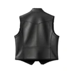 Cowboy Style Black Leather Fur Vest