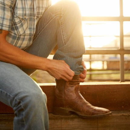 Classic Distressed Brown Leather Cowboy Boots