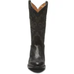 Classic Black Embossed Leather Square Toe Cowboy Boots