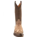 Classic Two-Tone Tan & Brown Suede Snip Toe Cowboy Boots