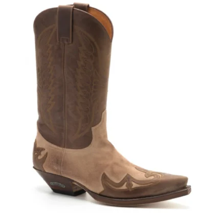 Classic Two-Tone Tan & Brown Suede Snip Toe Cowboy Boots