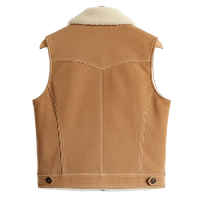 Cowboy Brown Suede Leather Shearling Vest