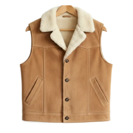 Cowboy Brown Suede Leather Shearling Vest