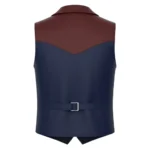 Two Tone Faux Leather Double-Breasted Vest