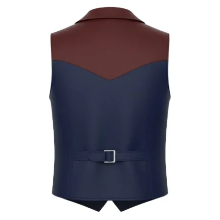 Two Tone Faux Leather Double-Breasted Vest