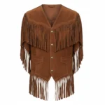 Cowboy Style Suede Brown Fringe Vest