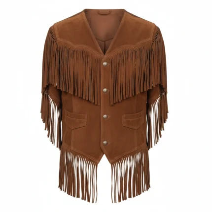 Cowboy Style Suede Brown Fringe Vest