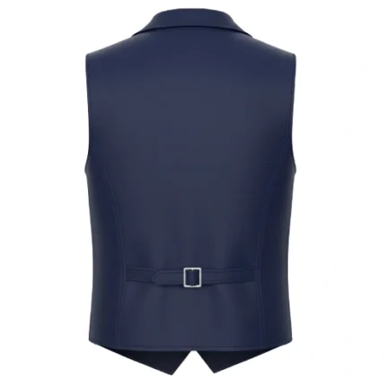 Cowboy Blue Faux Leather Double-Breasted Vest