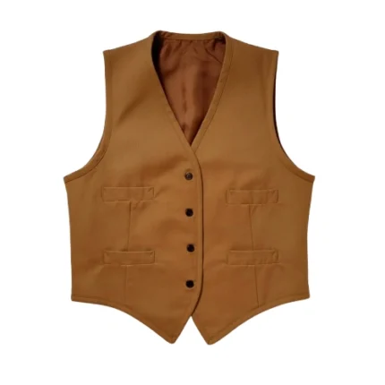 Rancher Style Brown Cotton Cowboy Vest