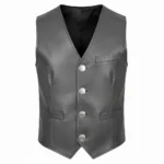 Authentic Cowboy Grey Leather Utility Vest