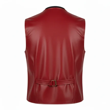 Cowboy Western Faux Leather Red Vest