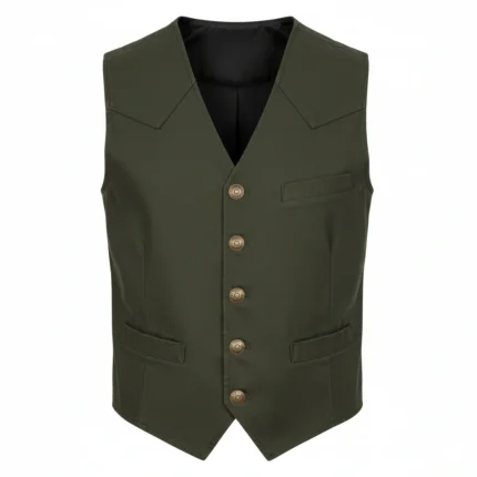 Cowboy Style Green Cotton Vest