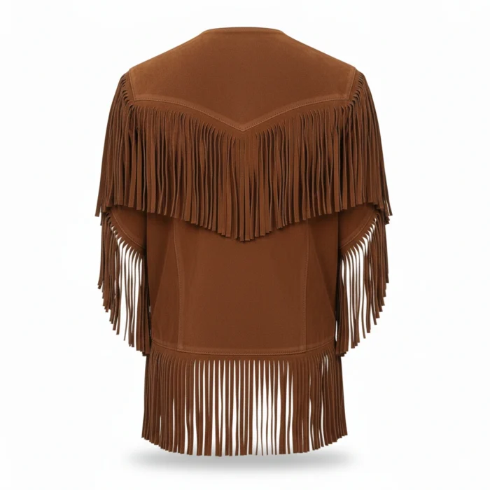 Cowboy Style Suede Brown Fringe Vest