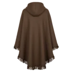 Brown Shearling Hooded Wool Cowboy Poncho