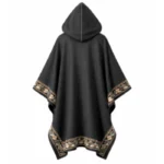 Cowboy Black Wool Border Printed Poncho