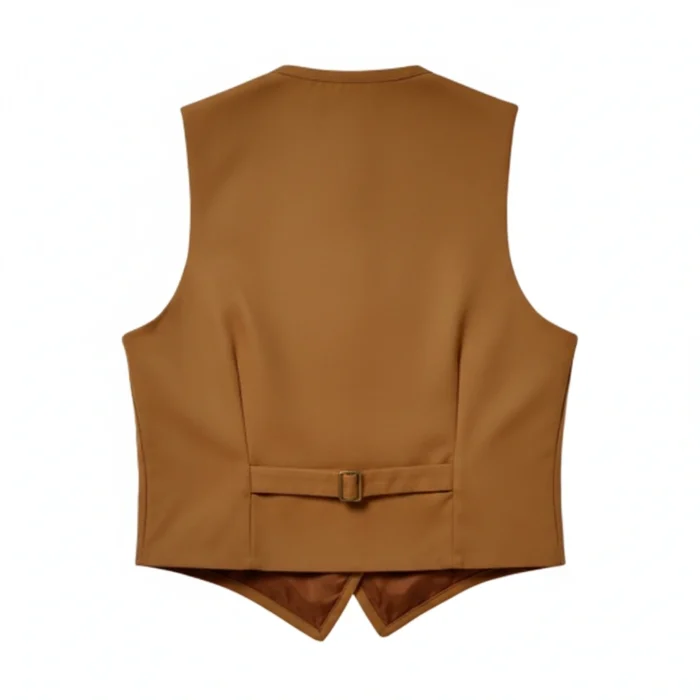 Rancher Style Brown Cotton Cowboy Vest