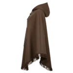 Brown Shearling Hooded Wool Cowboy Poncho