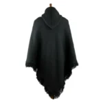 Cowboy Wool Black Hooded Poncho