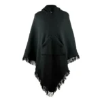 Cowboy Wool Black Hooded Poncho