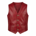 Cowboy Western Faux Leather Red Vest