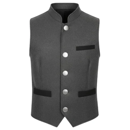 Traditional Western Grey Wool Cowboy Vest