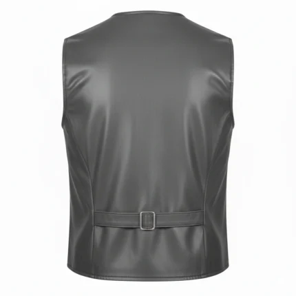 Authentic Cowboy Grey Leather Utility Vest